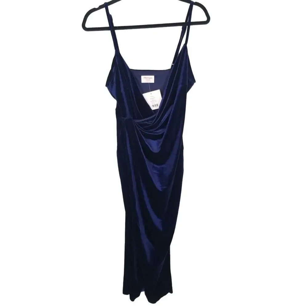 Showpo Womens Velvet Loving Blind Mini Dress Sz 10 Navy Wedding Guest Whimsygoth